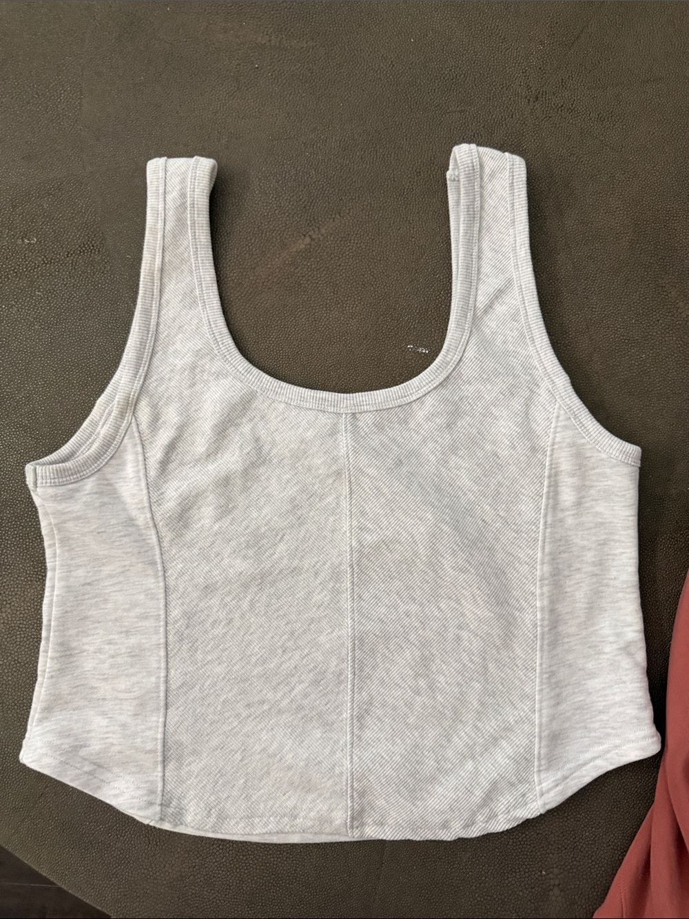 Women's Light Gray Ribbed Square-Neck Tank